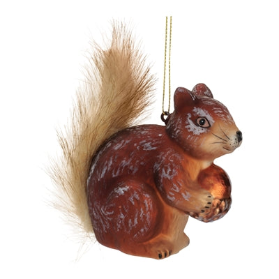 Squirrel Ornament 3.75”H Glass/Resin
