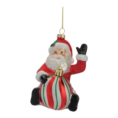 Santa w/Ornament 4.25”H Glass