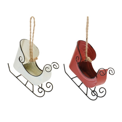 Sleigh Ornament 4.25"L x 2.75"H Metal
