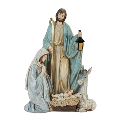 Holy Family w/Animals 12”H Resin