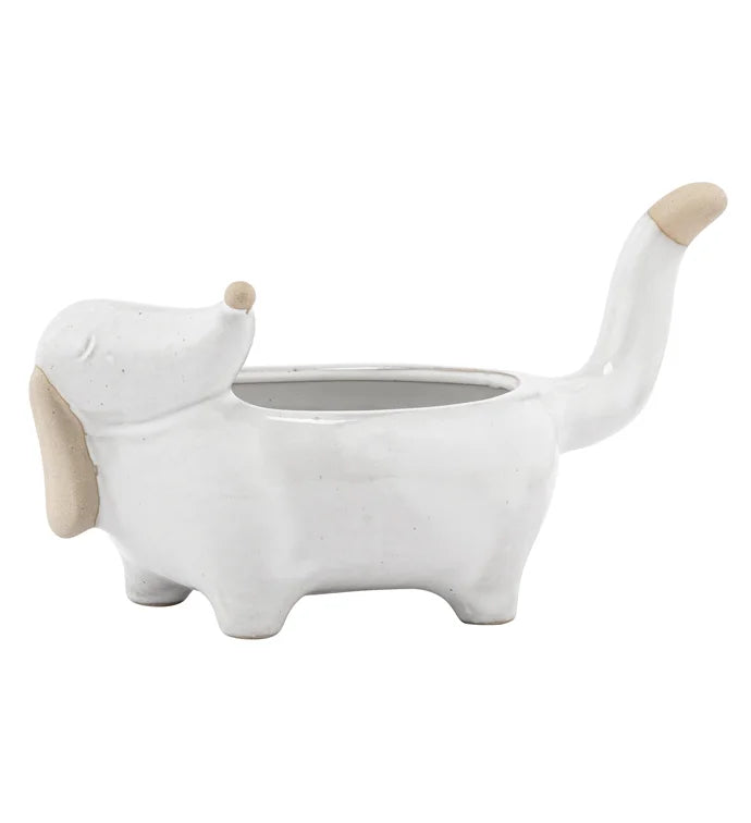 Large Looking Back Dog Planter