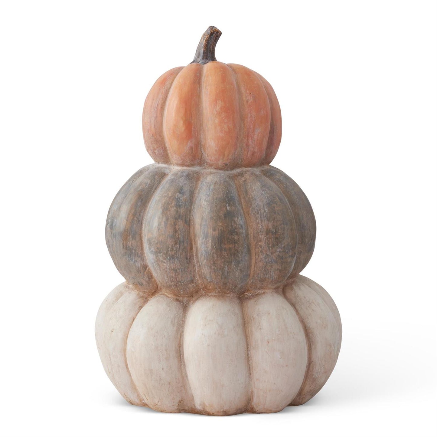 24 Inch Orange Brown & Cream 3 Stack Pumpkins