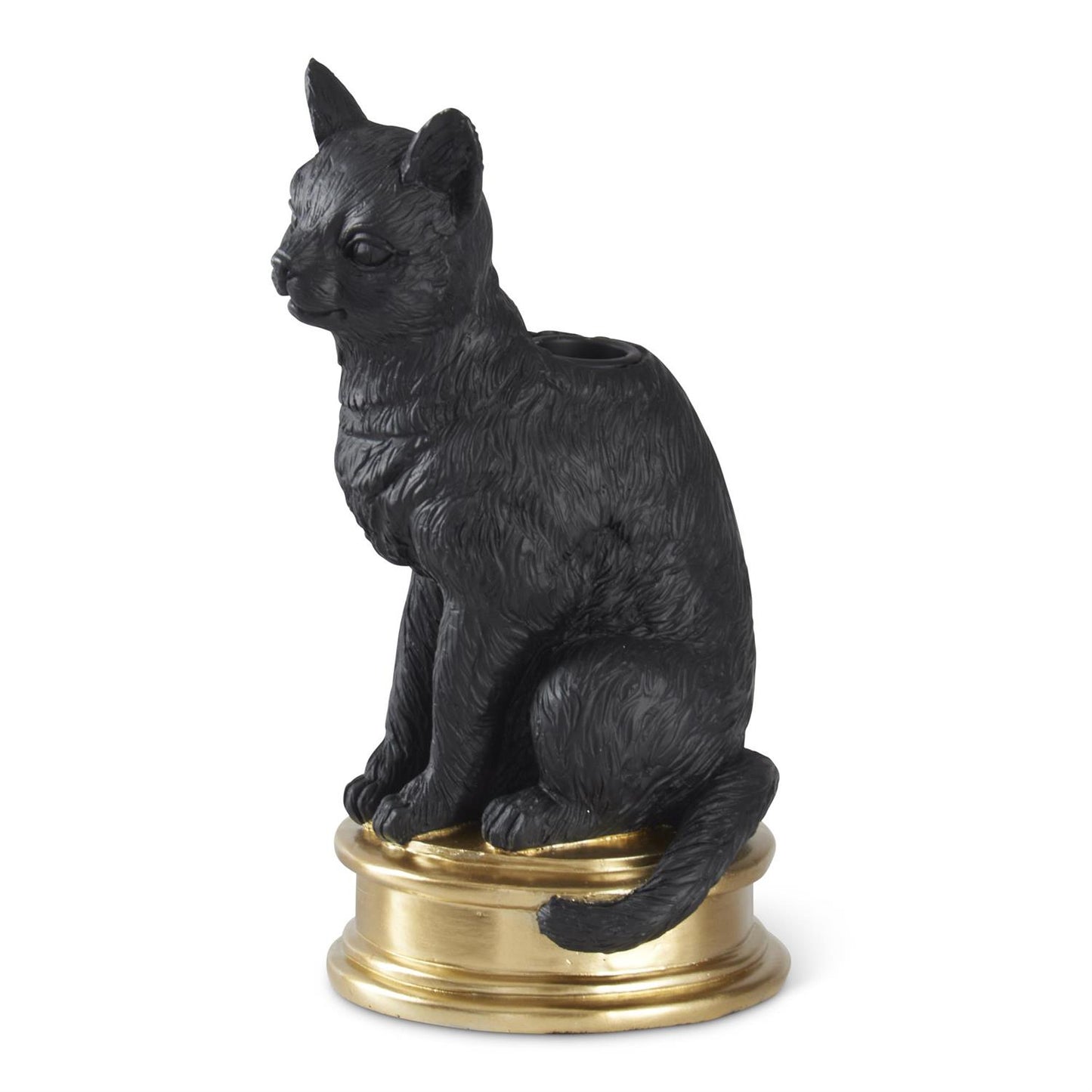 8.75 Inch Black Cat Taper Candleholder