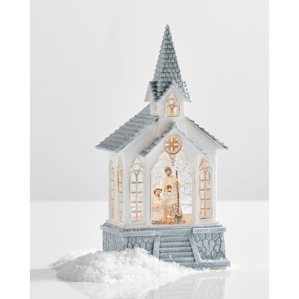 11.25" Holy Family Musical Lighted Water Church