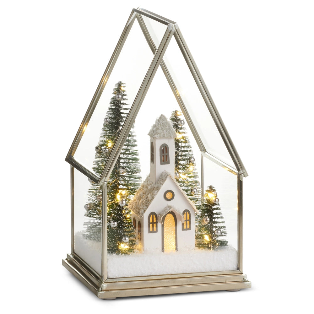 8.5" Lighted Church Terrarium