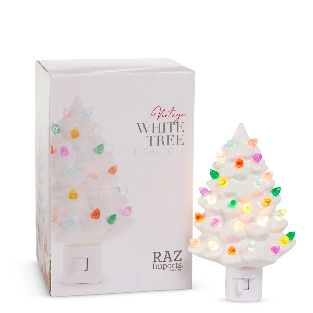 6" Boxed Vintage White Tree Night Light