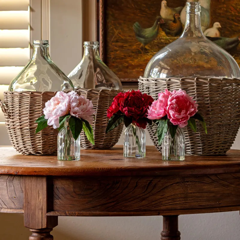Garden Peonies in Clear Vase