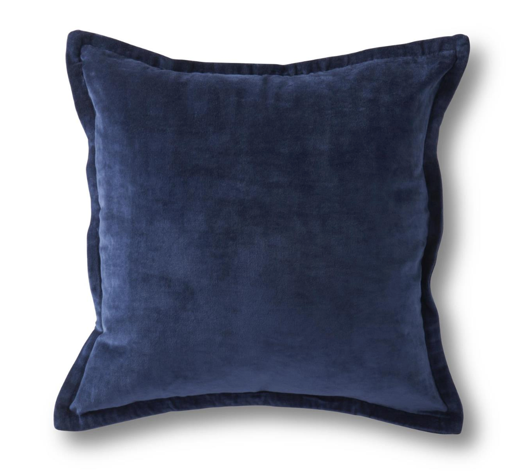 20 Inch Navy Blue Cotton Velvet Pillow