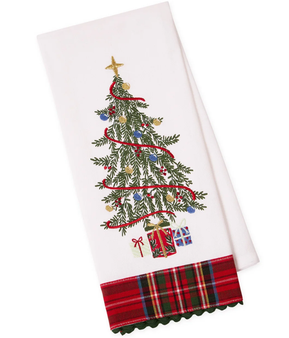 Trim the Tree Embellished Dishtowel