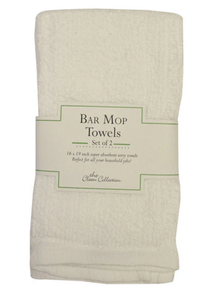 White Terry Bar Mop Dishtowel Set of 2
