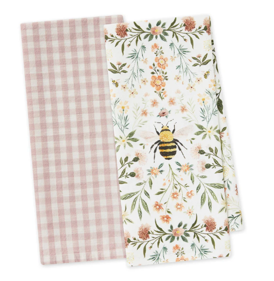 Honey Bee Meadow Dishtowel Set of 2