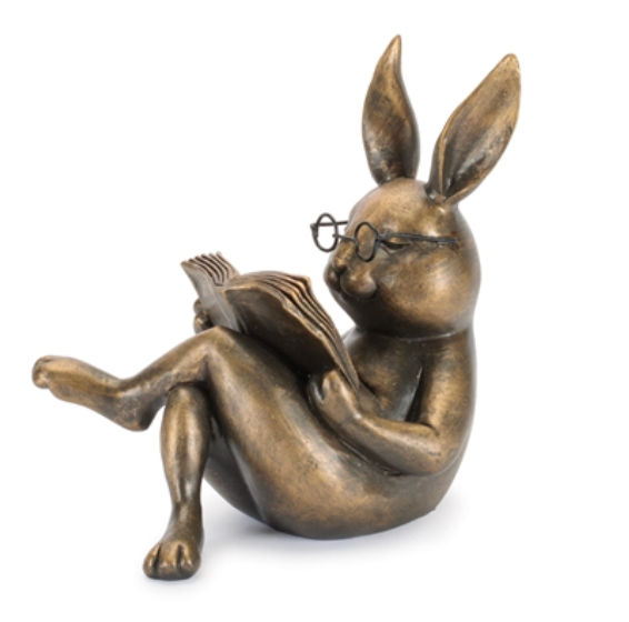Rabbit Reading 5.25”H Resin