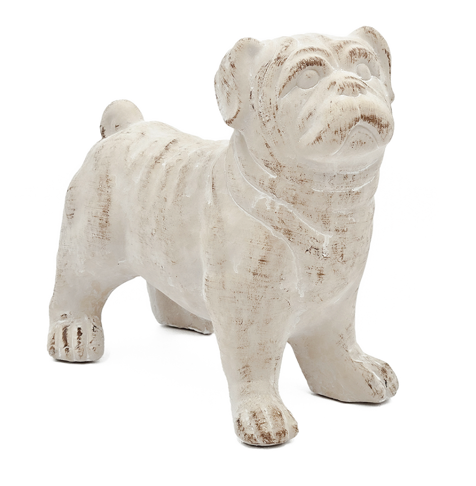 8.5x4.5x8" Standing Bulldog Figurine with Natural Beige Finish