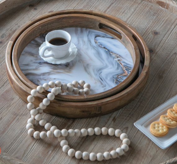 Trays-Wood and Marble Look
