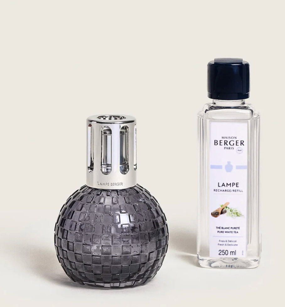 Disco Grey Fragrance Lamp Gift Set with Pure White Tea
