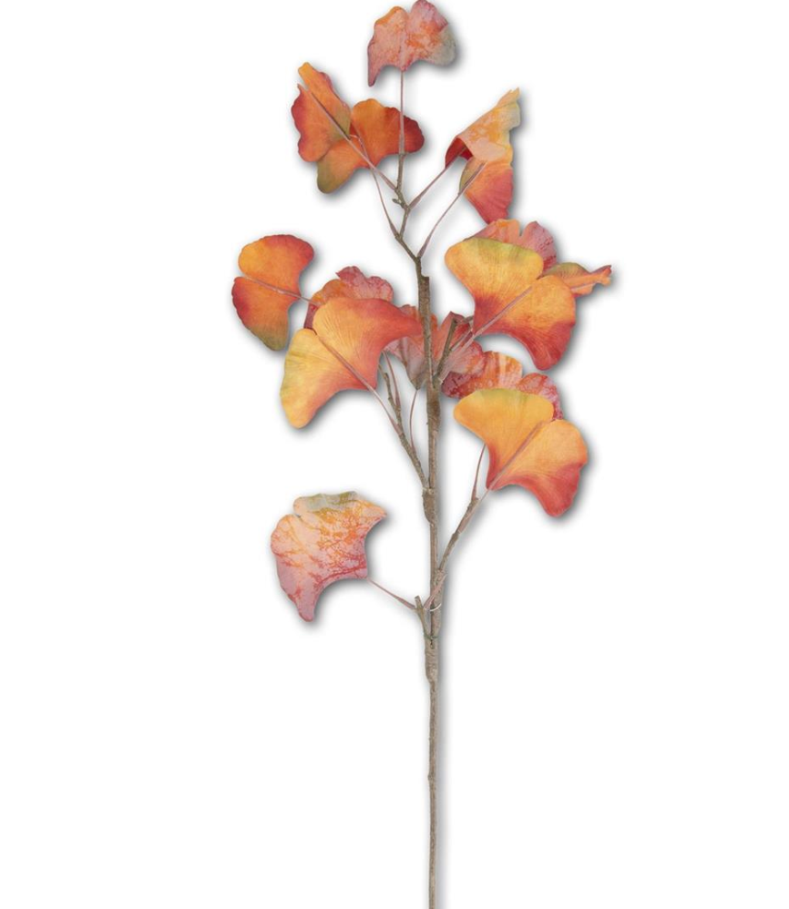 30 Inch Orange Two-Tone Gingko Stem