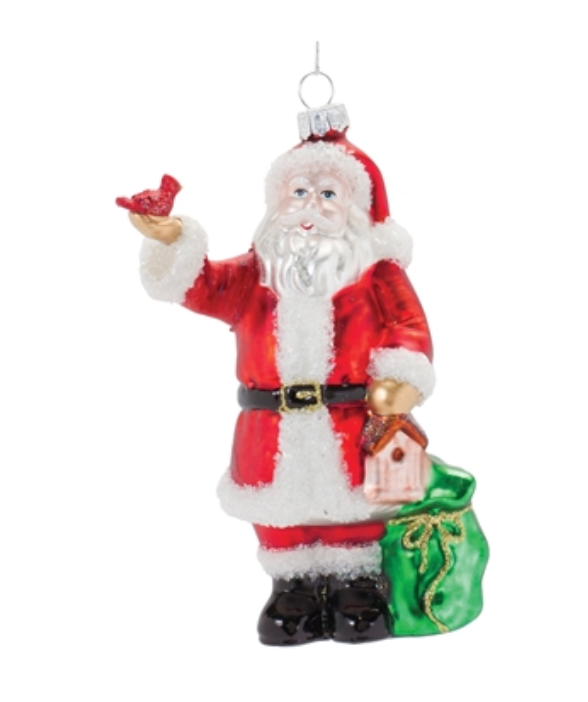 Santa Ornament 6.25”H Glass