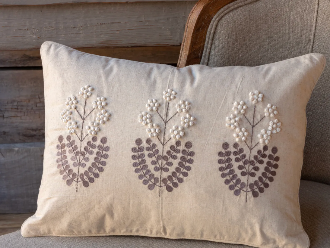 Embroidered Queen Anne's Pillow