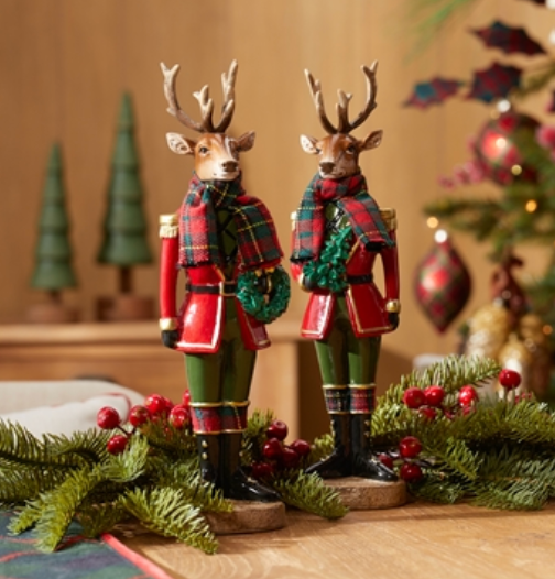 Deer Soldier (2 Asst) 10.75”H Resin/Fabric