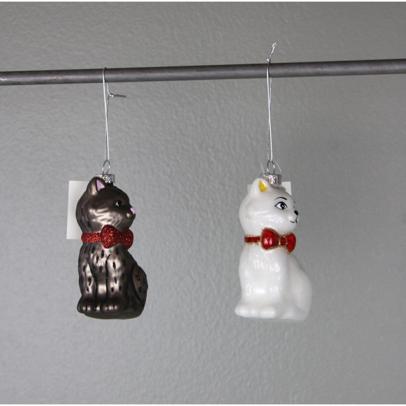 3.5" Glass Cats Ornaments Assorted