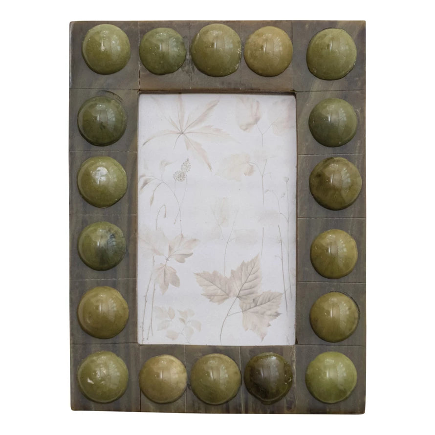 Handmade Marbled Resin Bobbin Photo Frame (For 4x6 Photo) (Hangs Vertically & Horizontally)