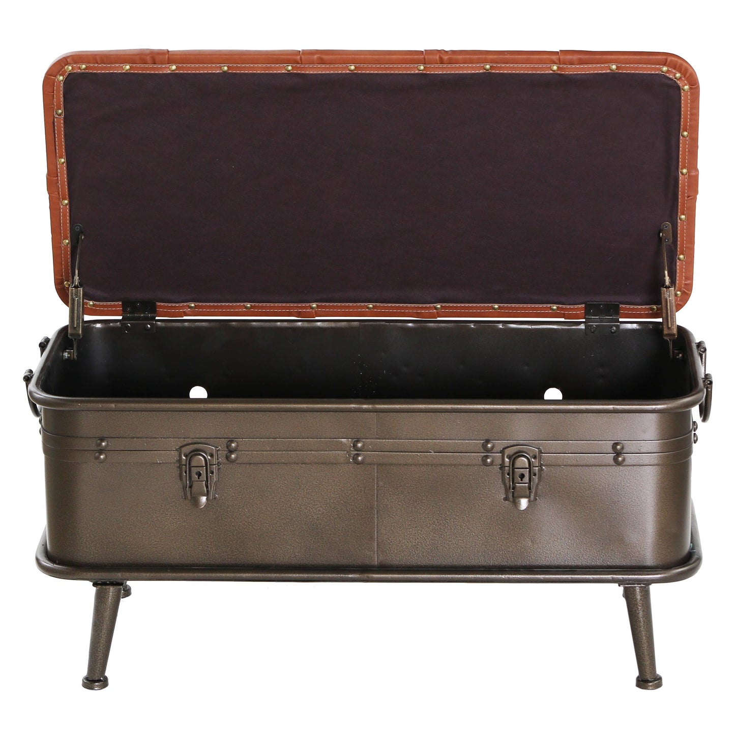 17"H Nellie Tan Tufted Faux Leather Storage Bench