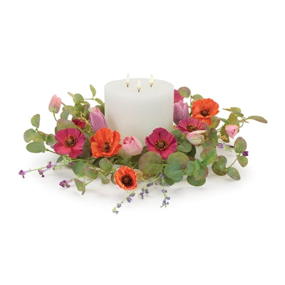 Poppy/Tulip Candle Ring 18"D Polyester (Fits a 6" Candle)