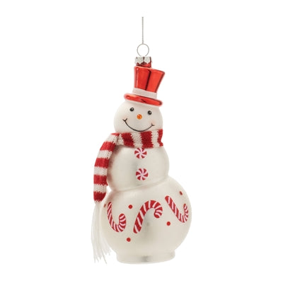 Snowman Ornament 6”H Glass