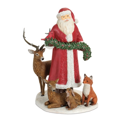 Santa w/Animals 10”H Resin