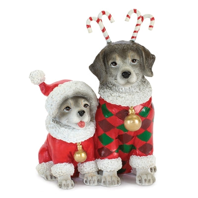 Christmas Dogs 6.25”H Resin