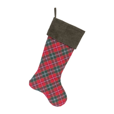 Plaid Stocking 20”H Cotton