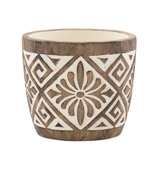 Small Brown/White Tapestry Planter