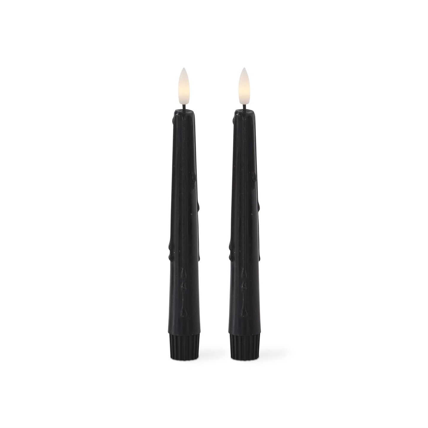 Set of 2 8 Inch Black LED Drip Taper Candles