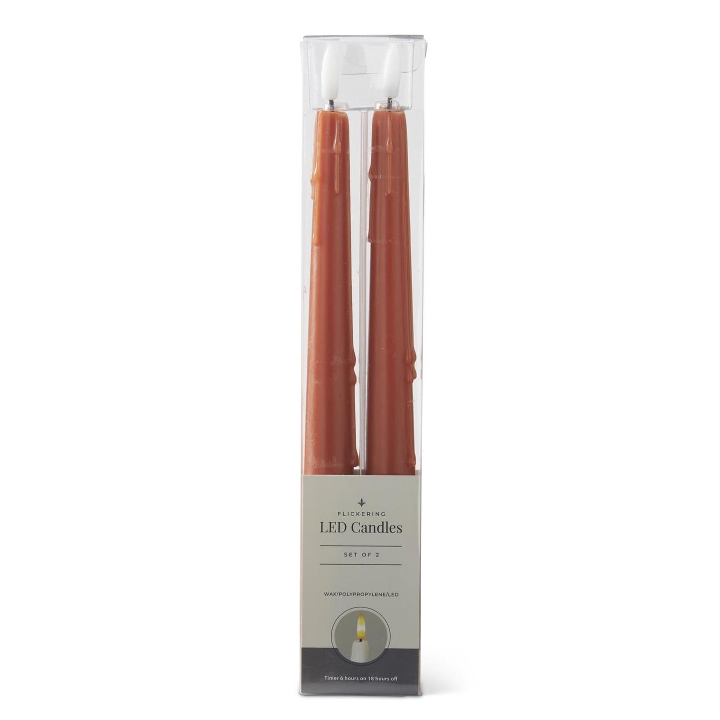 Set of 2 11.5 Inch Rust LED Drip Taper Candles