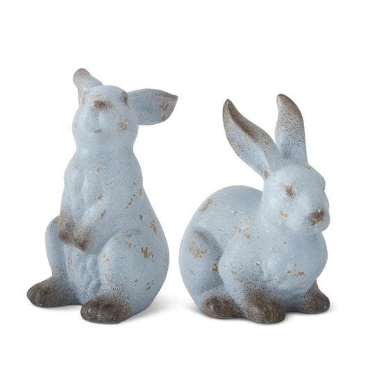 Weathered Blue Terracotta Rabbits