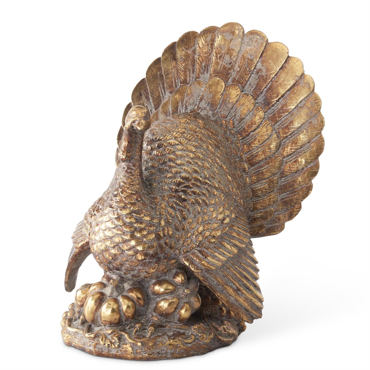 11.5 Inch Resin Antique Gold Turkey