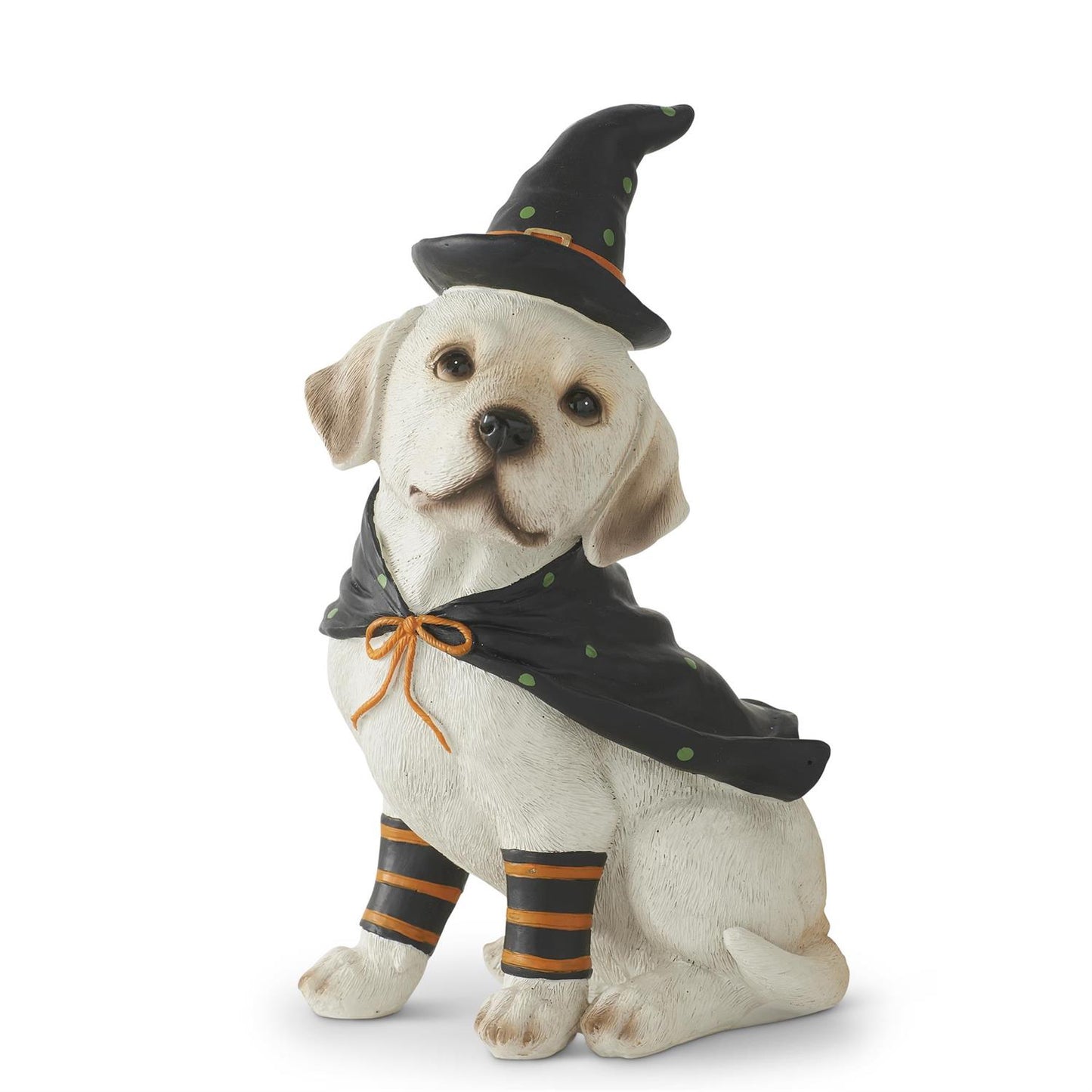 8 Inch Resin Dog w/Witch Hat and Cape