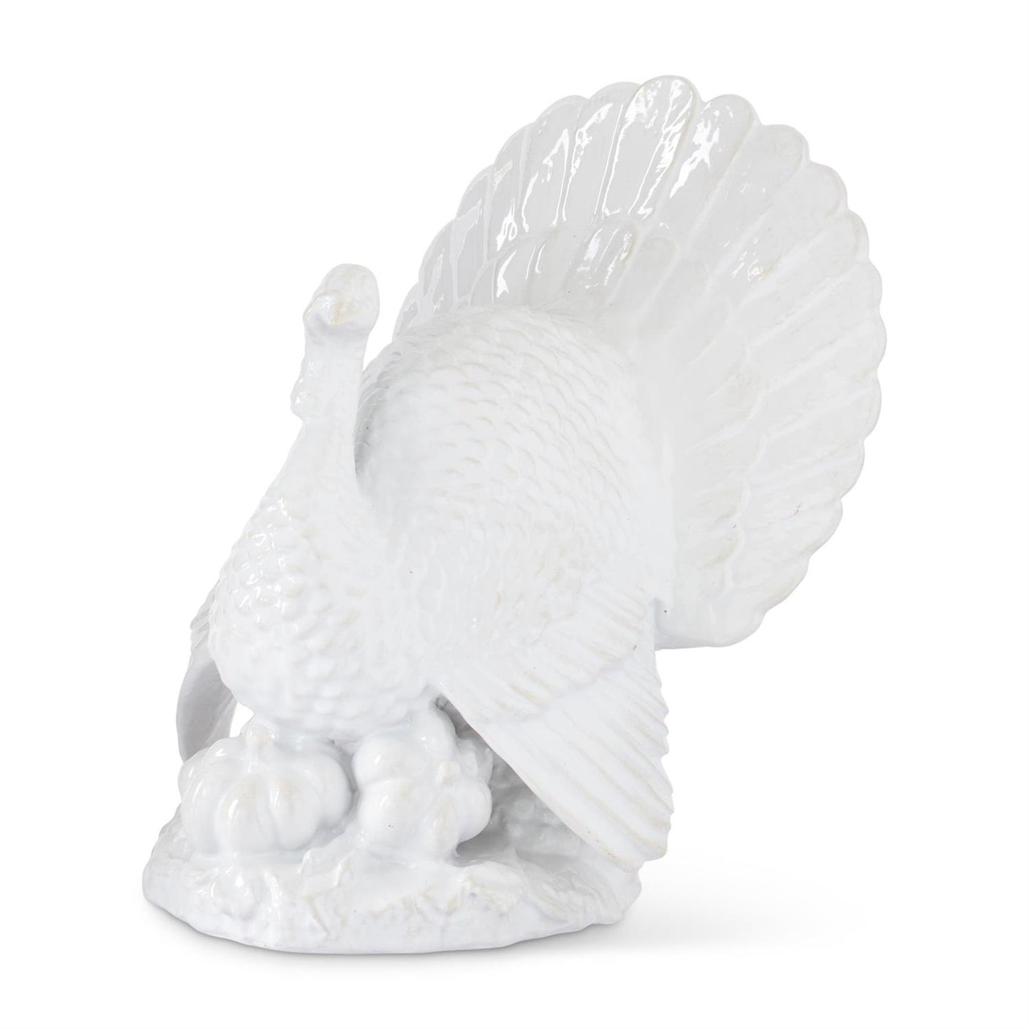 13 Inch Glossy White Resin Turkey
