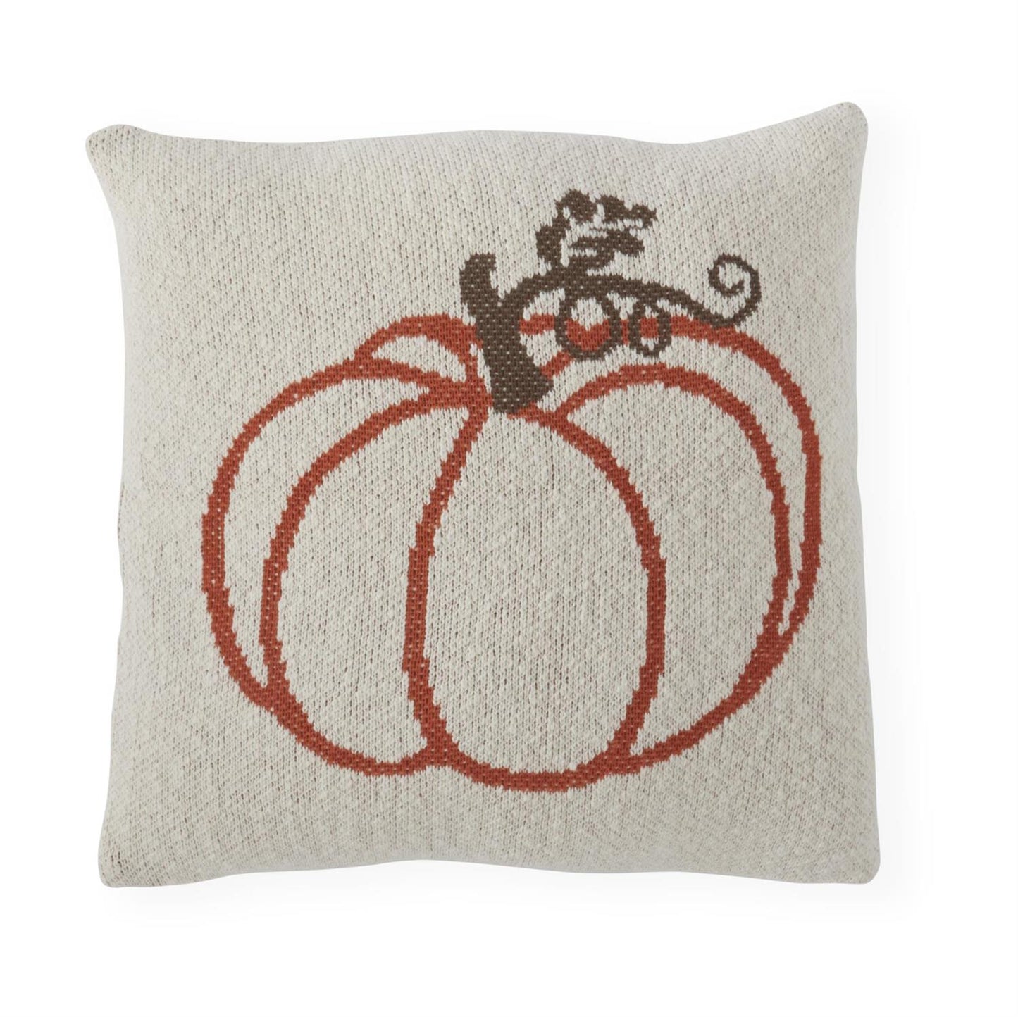 20 Inch Cream Cotton Knit Orange Pumpkin Pillow