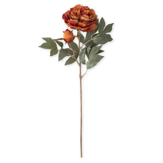 24 inch Faux Dried Orange Peony Stem