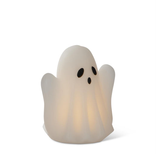 6 Inch White Wax LED Ghost w/Timer
