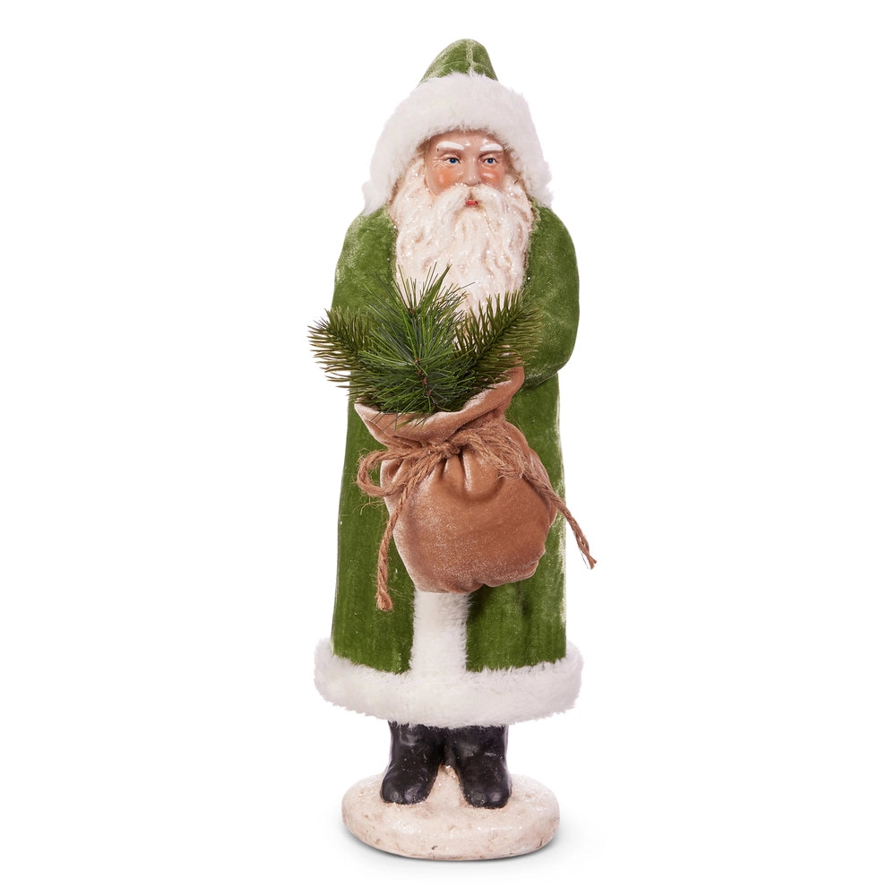 17.25" Green Velvet Santa