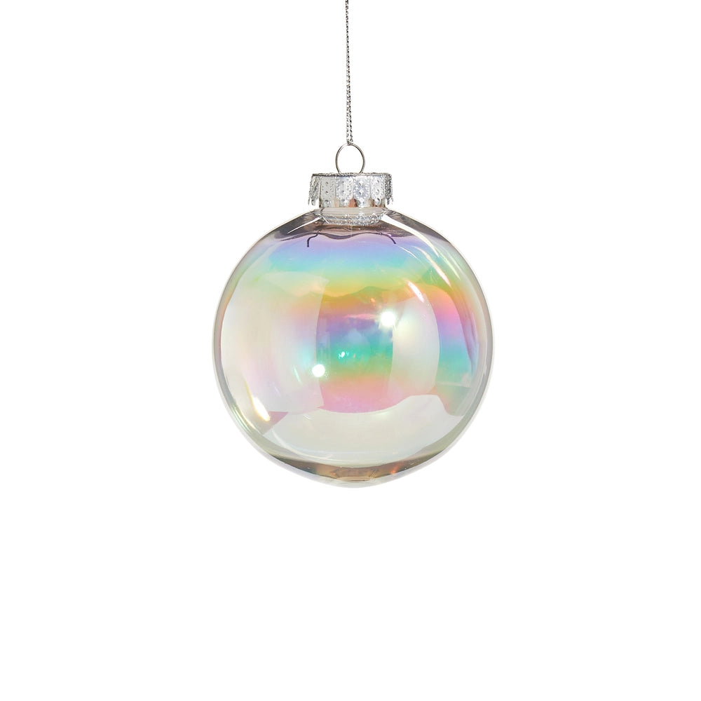 4" Clear Seamless Iridescent Ball Ornament