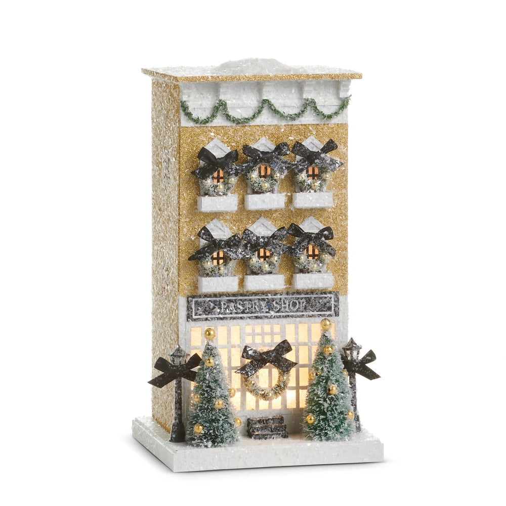 13.25" Lighted Paper Pastry Shop