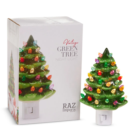 6" Boxed Vintage Green Tree Night Light