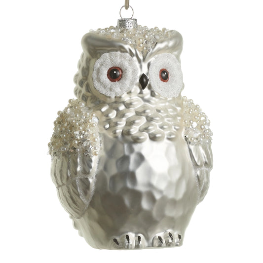 6.5" Jeweled Snowy Owl Ornament