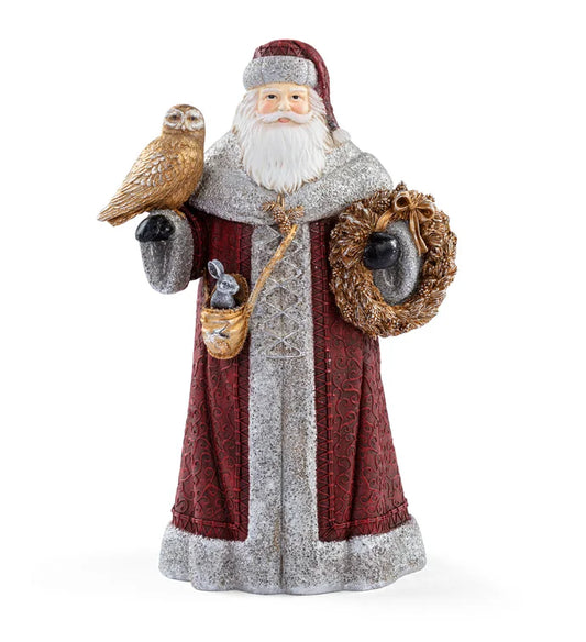 Santa Holding Wreath and Owl