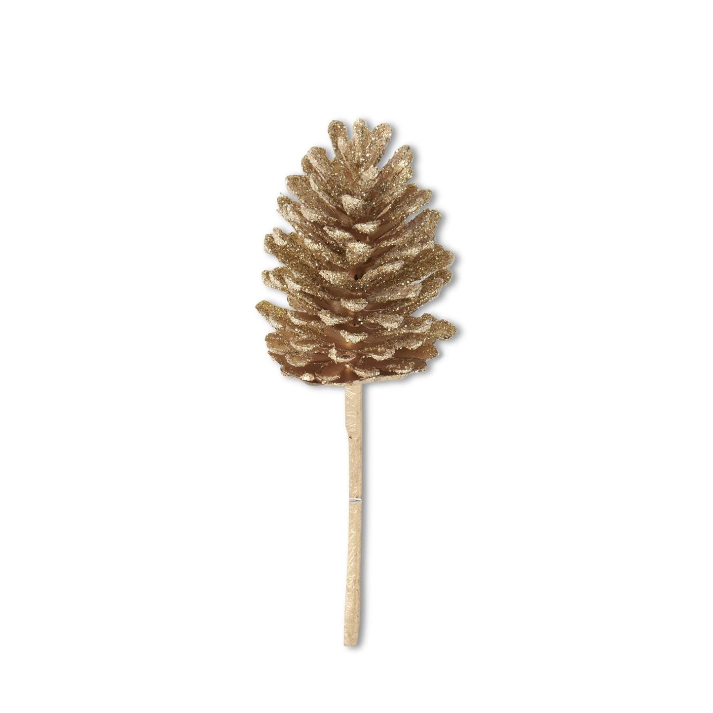 12.5 Inch Gold Glittered Pinecone Pick