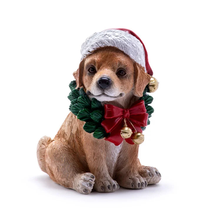 Dog with Bow Bell Wreath