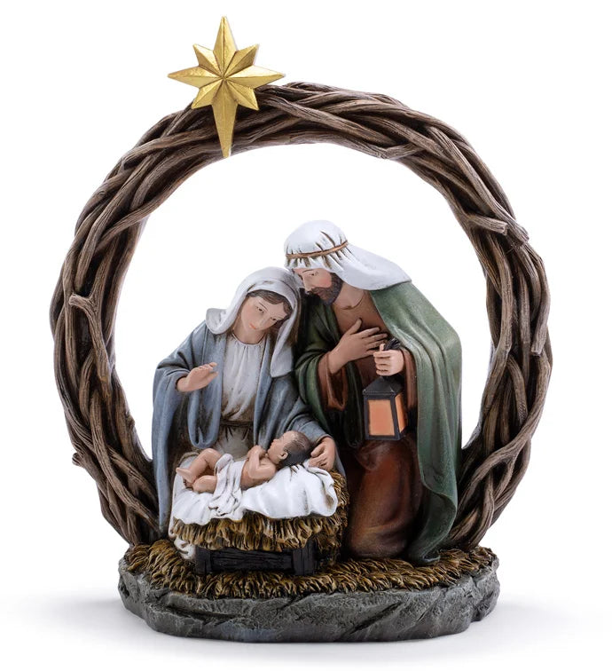 Gold Star Twig Circle Nativity